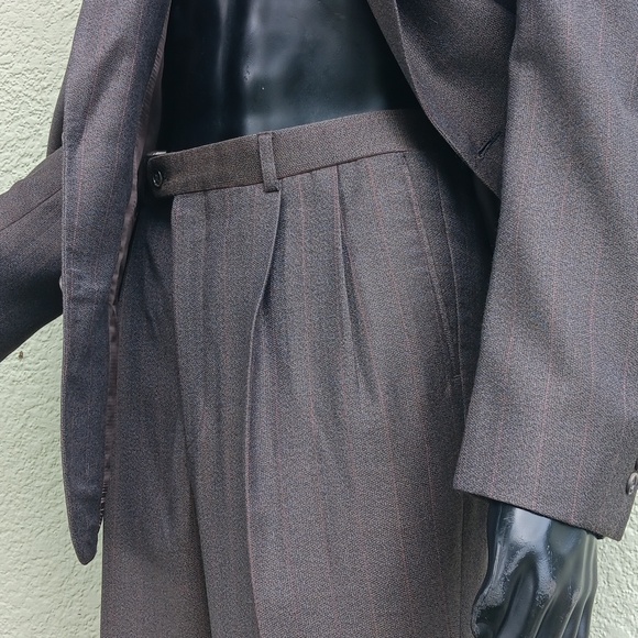 ALBERT NIPPON MEN'S VINTAGE PURE HEAVY WOOL PIN STRIPED 2 (PC) LUXURY SUIT - Picture 7 of 17